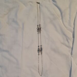 Elegant Silver-Tone Beaded Long Necklace
